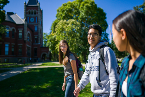 students walking on campus